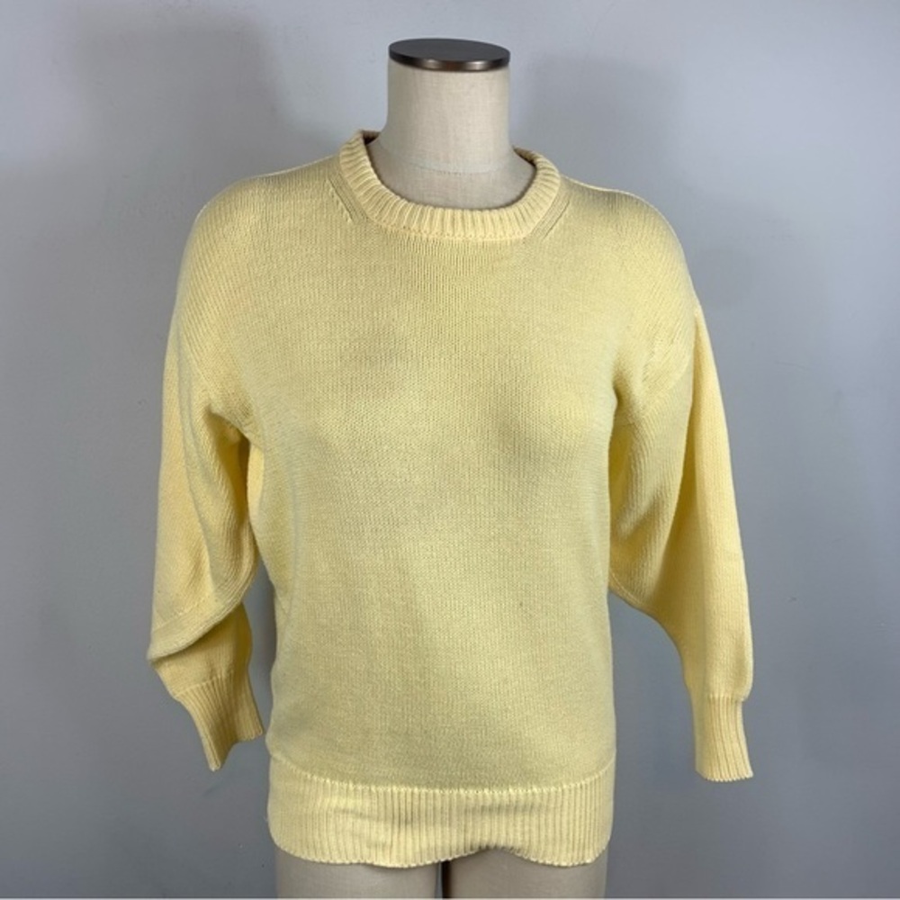 Lochcarron Made in Scotland Yellow Crewneck Pullover Knit Sweater Cotton
